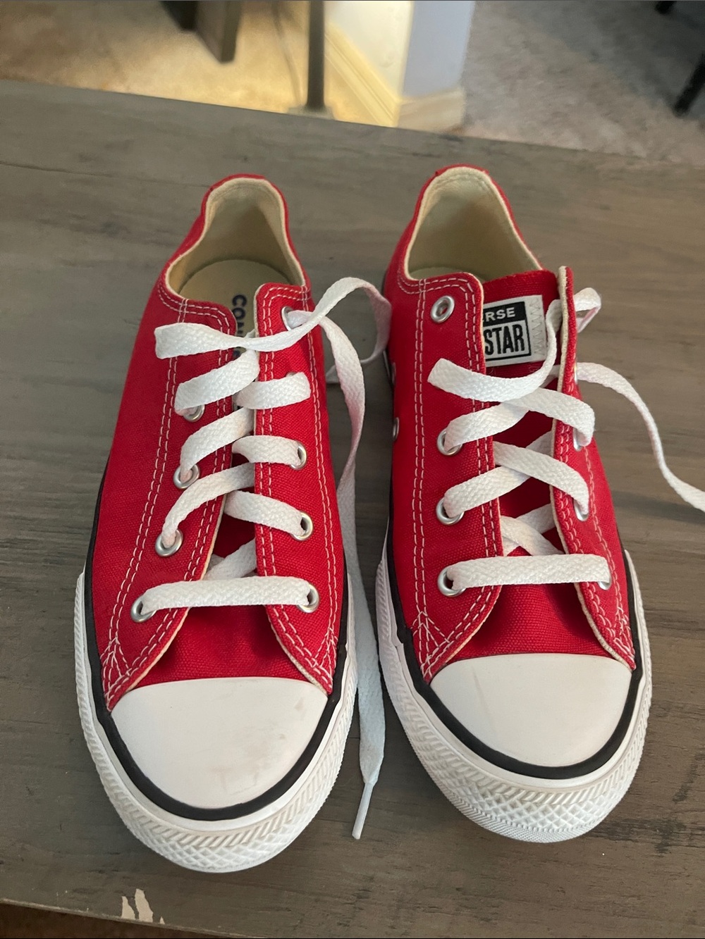 Converse Low Top Sneakers in Bright Red with White Accents